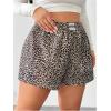 imageMakeMeChic Womens Plus Size Leopard Print Shorts Elastic Waist Wide Leg Loose Y2K Boxer ShortsMulticolor