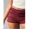 imageMakeMeChic Womens Ruffle Shorts Crochet Tiered Layered Summer Beach Micro ShortsBurgundy