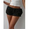 imageMakeMeChic Womens Ruffle Shorts Crochet Tiered Layered Summer Beach Micro ShortsMesh Black
