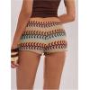 imageMakeMeChic Womens Ruffle Shorts Crochet Tiered Layered Summer Beach Micro ShortsMulticolor