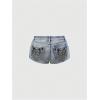 imageMakeMeChic Womens Y2K Denim Shorts Rhinestone Sparkly Embroidery Gothic Punk Jean ShortsBlue a