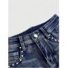 imageMakeMeChic Womens Y2K Denim Shorts Rhinestone Sparkly Embroidery Gothic Punk Jean ShortsDark Wash
