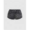 imageMakeMeChic Womens Y2K Denim Shorts Rhinestone Sparkly Embroidery Gothic Punk Jean ShortsGrey
