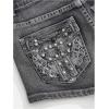 imageMakeMeChic Womens Y2K Denim Shorts Rhinestone Sparkly Embroidery Gothic Punk Jean ShortsGrey
