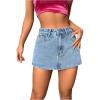 imageMakeMeChic Womens Denim High Waist Button Zipper Pocket Y2K Jeans Shorts SkortsBlue