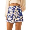 imageMakeMeChic Womens Floral Wrap Skirt Vacation High Waist Wide Leg Boho Shorts SkortsBlue and White
