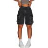 imageMakeMeChic Womens Jorts Baggy Jean Shorts Denim Low Waist Flap Pocket Y2K Bermuda Cargo ShortsBlack