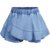 imageMakeMeChic Womens Plus Size Jean Shorts Elastic Waist Tiered Layer Denim SkortsLight Blue
