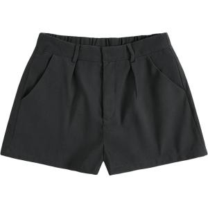 imageMakeMeChic Womens Elegant Plaid Shorts High Waisted Zipper Wide Leg Mini Dressy Work Office Casual ShortsDark Grey a