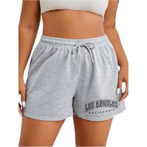 imageMakeMeChic Womens Plus Size Leopard Print Shorts Elastic Waist Wide Leg Loose Y2K Boxer ShortsLight Grey