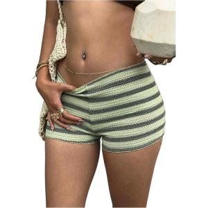 imageMakeMeChic Womens Ruffle Shorts Crochet Tiered Layered Summer Beach Micro ShortsGreen