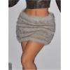 imageMakeMeChic Womens Brown Mini Skirts Fall Fuzzy Fur Bodycon Skirt Y2K Concert Outfits Cowboy ChicApricot