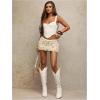 imageMakeMeChic Womens Brown Mini Skirts Fall Fuzzy Fur Bodycon Skirt Y2K Concert Outfits Cowboy ChicApricot B