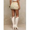 imageMakeMeChic Womens Brown Mini Skirts Fall Fuzzy Fur Bodycon Skirt Y2K Concert Outfits Cowboy ChicApricot B