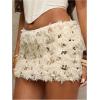 imageMakeMeChic Womens Brown Mini Skirts Fall Fuzzy Fur Bodycon Skirt Y2K Concert Outfits Cowboy ChicApricot B