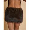 imageMakeMeChic Womens Brown Mini Skirts Fall Fuzzy Fur Bodycon Skirt Y2K Concert Outfits Cowboy ChicChocolate Brown