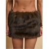 imageMakeMeChic Womens Brown Mini Skirts Fall Fuzzy Fur Bodycon Skirt Y2K Concert Outfits Cowboy ChicChocolate Brown