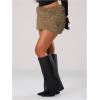 imageMakeMeChic Womens Brown Mini Skirts Fall Fuzzy Fur Bodycon Skirt Y2K Concert Outfits Cowboy ChicCoffee Brown