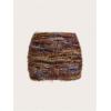 imageMakeMeChic Womens Brown Mini Skirts Fall Fuzzy Fur Bodycon Skirt Y2K Concert Outfits Cowboy ChicMulticolor