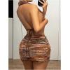 imageMakeMeChic Womens Brown Mini Skirts Fall Fuzzy Fur Bodycon Skirt Y2K Concert Outfits Cowboy ChicRust Brown