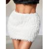 imageMakeMeChic Womens Brown Mini Skirts Fall Fuzzy Fur Bodycon Skirt Y2K Concert Outfits Cowboy ChicWhite