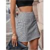 imageMakeMeChic Womens Plaid Mini Skirt High Waist Pencil Bodycon Short Fall SkirtsBlack and White