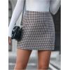 imageMakeMeChic Womens Plaid Mini Skirt High Waist Pencil Bodycon Short Fall SkirtsBrown