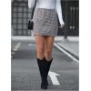 imageMakeMeChic Womens Plaid Mini Skirt High Waist Pencil Bodycon Short Fall SkirtsBrown
