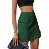 imageMakeMeChic Womens Plaid Mini Skirt High Waist Pencil Bodycon Short Fall SkirtsGreen