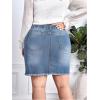 imageMakeMeChic Womens Plus Size Denim Skirt High Waisted Elastic Drawstring Waist Raw Hem Ripped Vintage Short Jean SkirtLight Wash