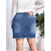 imageMakeMeChic Womens Plus Size Denim Skirt High Waisted Elastic Drawstring Waist Raw Hem Ripped Vintage Short Jean SkirtMedium Wash