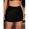 imageMakeMeChic Womens Plus Size Denim Skirt Mini High Waisted Zipper Bodycon Jean SkirtBlack D