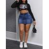 imageMakeMeChic Womens Plus Size Denim Skirt Mini High Waisted Zipper Bodycon Jean SkirtDark Wash C