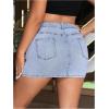 imageMakeMeChic Womens Plus Size Denim Skirt Mini High Waisted Zipper Bodycon Jean SkirtLight Blue D