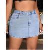 imageMakeMeChic Womens Plus Size Denim Skirt Mini High Waisted Zipper Bodycon Jean SkirtLight Blue D