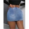 imageMakeMeChic Womens Plus Size Denim Skirt Mini High Waisted Zipper Bodycon Jean SkirtLight Wash B