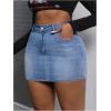 imageMakeMeChic Womens Plus Size Denim Skirt Mini High Waisted Zipper Bodycon Jean SkirtLight Wash B