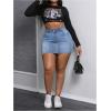 imageMakeMeChic Womens Plus Size Denim Skirt Mini High Waisted Zipper Bodycon Jean SkirtLight Wash B