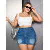 imageMakeMeChic Womens Plus Size Denim Skirt Mini High Waisted Zipper Bodycon Jean SkirtMedium Wash