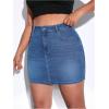 imageMakeMeChic Womens Plus Size Denim Skirt Mini High Waisted Zipper Bodycon Jean SkirtMedium Wash