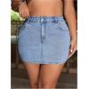 imageMakeMeChic Womens Plus Size Denim Skirt Mini High Waisted Zipper Bodycon Jean SkirtMedium Wash Aa