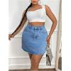 imageMakeMeChic Womens Plus Size Denim Skirt Mini High Waisted Zipper Bodycon Jean SkirtMedium Wash a