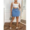 imageMakeMeChic Womens Plus Size Denim Skirt Mini High Waisted Zipper Bodycon Jean SkirtMedium Wash a