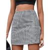 imageMakeMeChic Womens Plaid Mini Skirt High Waist Pencil Bodycon Short Fall SkirtsBlack and White