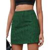 imageMakeMeChic Womens Plaid Mini Skirt High Waist Pencil Bodycon Short Fall SkirtsGreen
