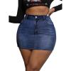 imageMakeMeChic Womens Plus Size Denim Skirt Mini High Waisted Zipper Bodycon Jean SkirtDark Wash C
