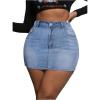 imageMakeMeChic Womens Plus Size Denim Skirt Mini High Waisted Zipper Bodycon Jean SkirtLight Wash B