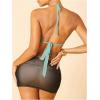 imageMakeMeChic Womens Draped Front Halter Crop Tops Tie Open Back Ring Tank ClubwearGreen