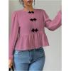 imageMakeMeChic Womens Elegant Puff Sleeve Top Crew Neck Babydoll Shirts Ruffle BlousesDusty Pink
