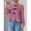 imageMakeMeChic Womens Elegant Puff Sleeve Top Crew Neck Babydoll Shirts Ruffle BlousesDusty Pink